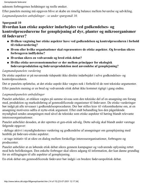 "Gensplejsede fødevarer" i PDF format. - Teknologirådet