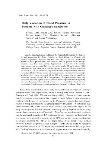 Daily Variation of Blood Pressure in Patients with Cushing's Syndrome