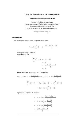 Lista de Exercıcios 1 - Pré-requisitos - UFMG