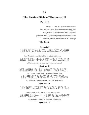 16 The Poetical Stela of Thutmose III Part II - Middle Egyptian ...