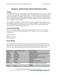 Bulgaria: Jewish Family History Research Guide - Center for Jewish ...