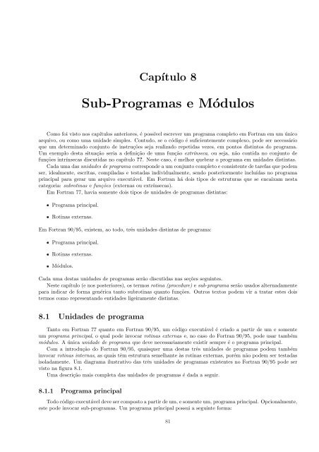 Capítulo 8. Funções e Subrotinas - UFMG