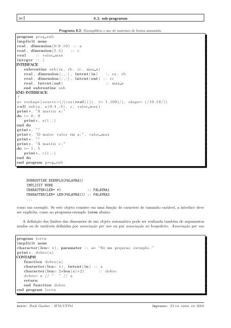 Capítulo 8. Funções e Subrotinas - UFMG