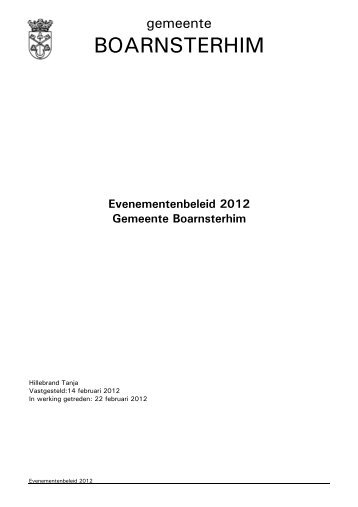 Evenementenbeleid 2012 Gemeente Boarnsterhim [Klik hier om het