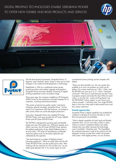 digital printing technologies enable serigrafia pioner - HP