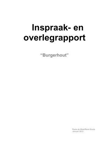 Inspraakrapport Burgerhout - Gemeente Roosendaal