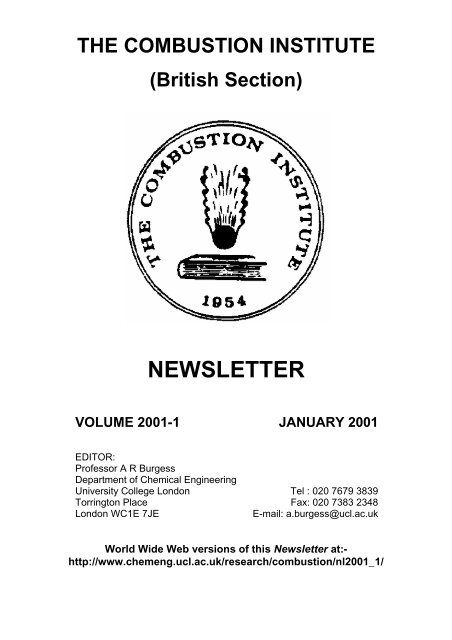 Newsletter 2001-1 - Combustion Institute British Section