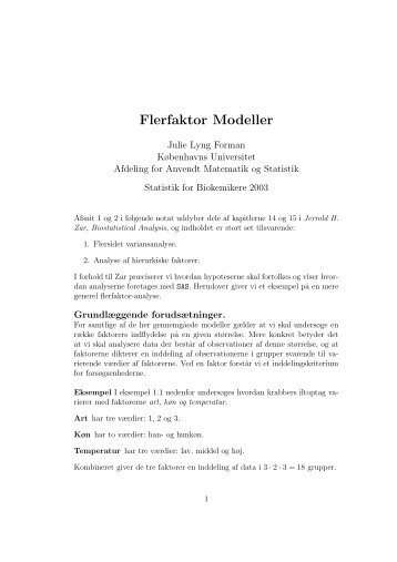 Flerfaktor Modeller - Københavns Universitet