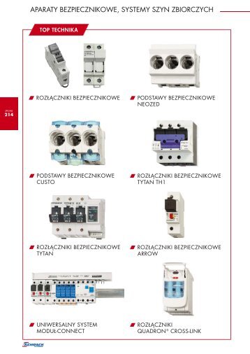 aparaty bezpiecznikowe, systemy szyn zbiorczych - Schrack