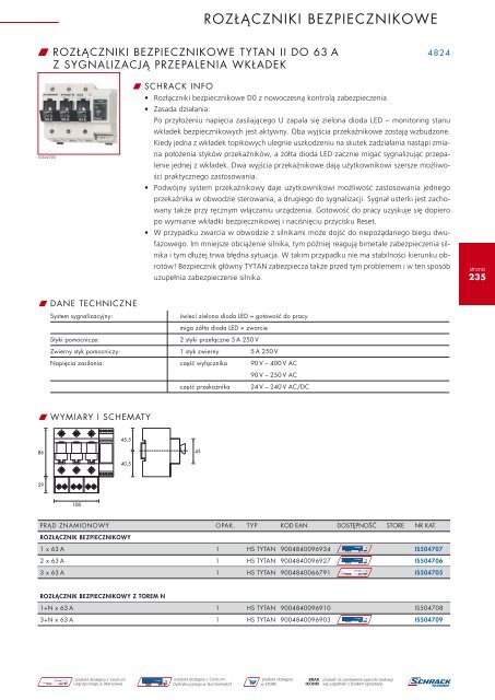 aparaty bezpiecznikowe, systemy szyn zbiorczych - Schrack