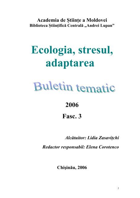 Biblioteca Ştiinţifică Centrală "A. Lupan" - Academia de Ştiinţe a ...