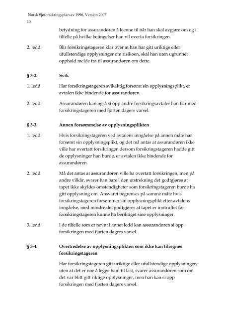 Forord Norsk Sjøforsikringsplan 1996, Versjon 2007 - Nordic Plan