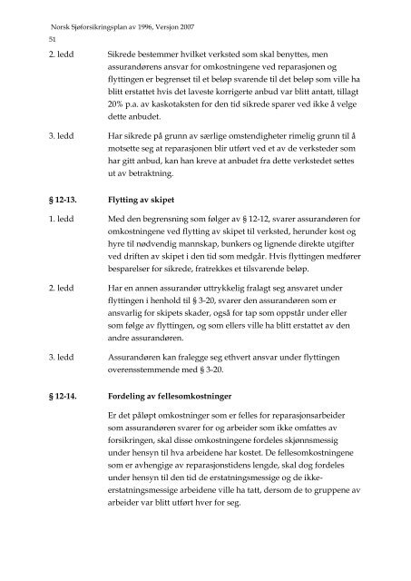 Forord Norsk Sjøforsikringsplan 1996, Versjon 2007 - Nordic Plan