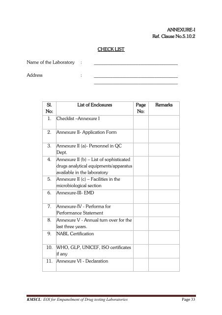 empanelment of drug testing laboratories - Kerala Medical Services ...