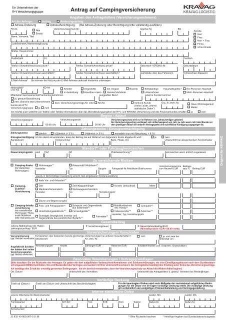 Antrag Campingversicherung - R+V Versicherung