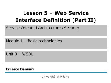 Lesson 5 – Web Service Interface Definition (Part II)