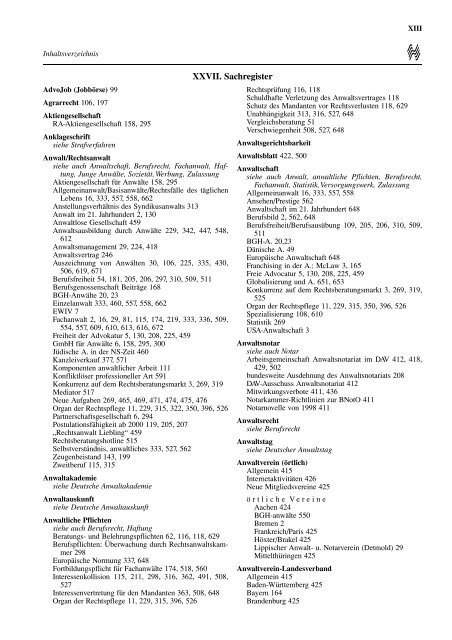 Jahresregister 2001 - Anwaltsblatt - Deutscher Anwaltverein