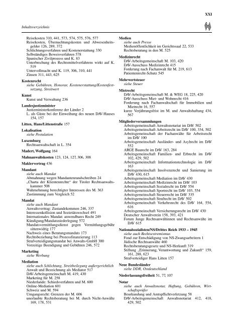 Jahresregister 2001 - Anwaltsblatt - Deutscher Anwaltverein