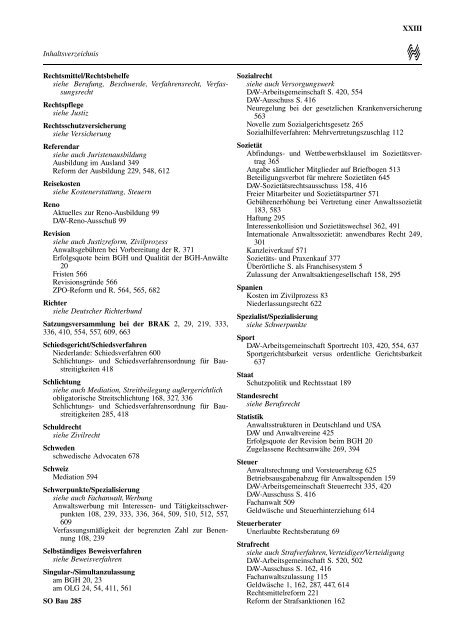 Jahresregister 2001 - Anwaltsblatt - Deutscher Anwaltverein