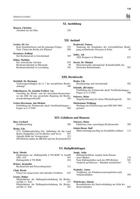 Jahresregister 2001 - Anwaltsblatt - Deutscher Anwaltverein