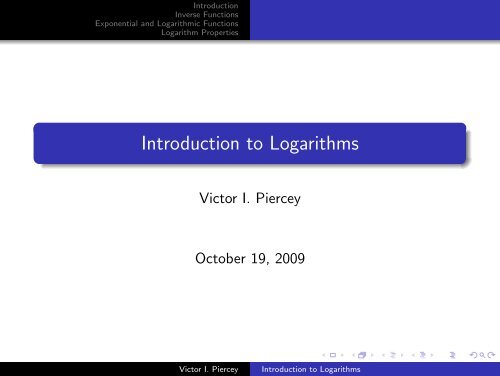 Introduction to Logarithms