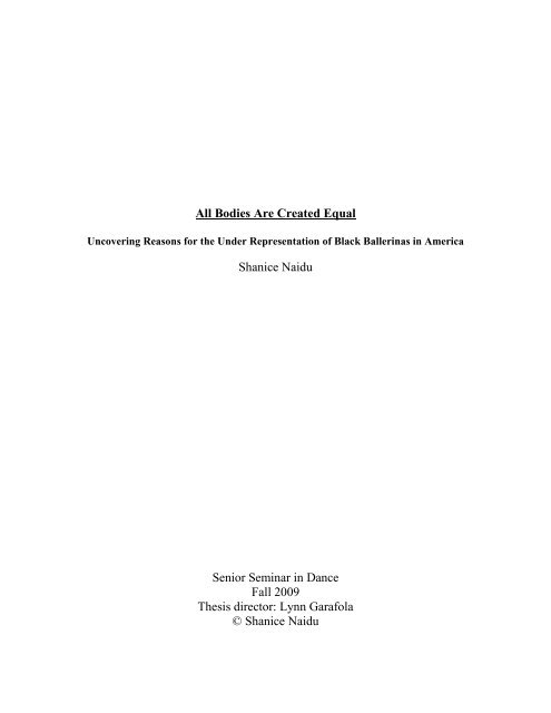 Senior Thesis: 5-6 Pages - Dance - Barnard College