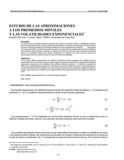 Estudio De Las Aproximaciones A Los Promedios Moviles Y Las