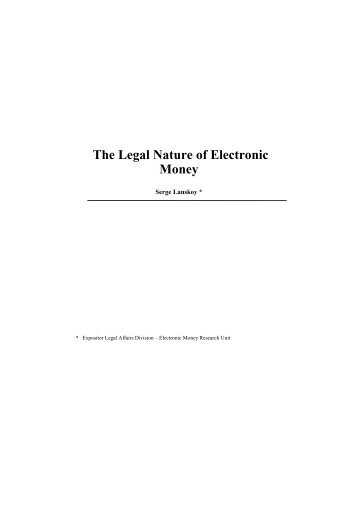 The Legal Nature Of Electronic Money