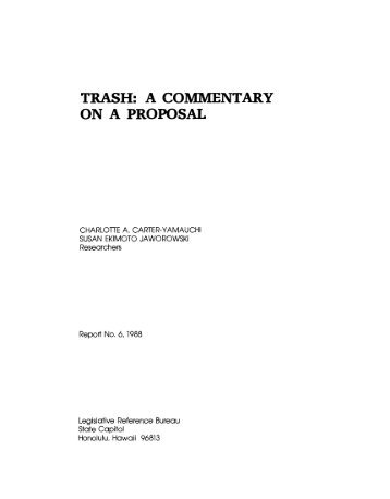 trash: a commentary on a proposal - Legislative Reference Bureau