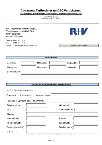 D&O Antragsformular interaktiv - R+V Versicherung