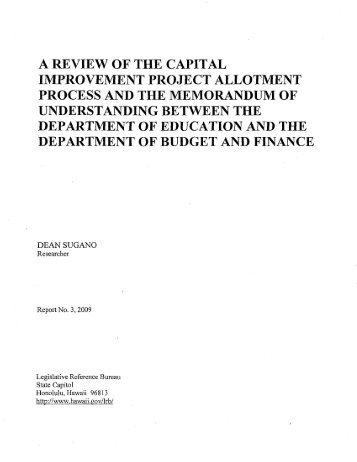 a review of the capital improvement project allotment process