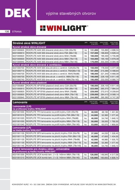 CENNÍK SK_04_2010.indd - DEKTRADE