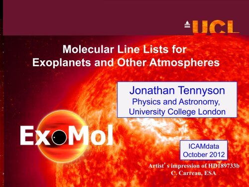 Jonathan Tennyson Molecular Line Lists for Exoplanets and Other ...