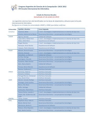 Listado de Alumnos Becados para la EII 2012 - Departamento de ...