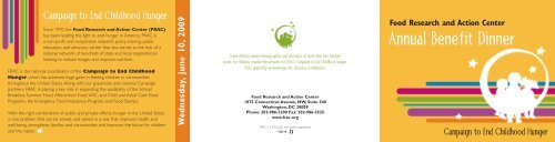 Annual Benefit Dinner - Food Research and Action Center