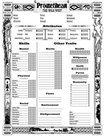 The Wild West 4 Page Sheet - MrGone's Character Sheets