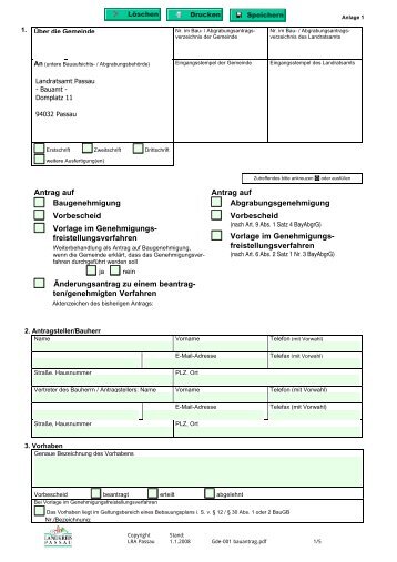 Antrag auf Baugenehmigung Vorbescheid Vorlage im Genehmigungs