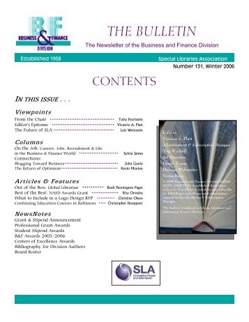 THE BULLETIN - Business & Finance Division - Special Libraries ...