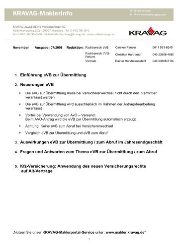 Neuerungen eVB und VVG