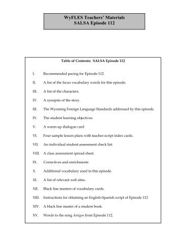 WyFLES Teachers' Materials SALSA Episode 112