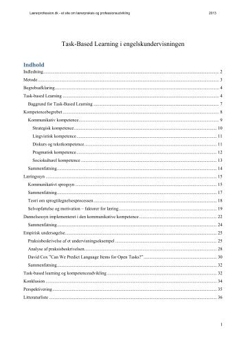 Task-Based Learning i engelskundervisningen - Folkeskolen