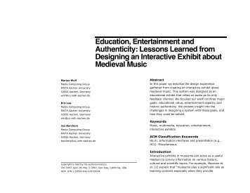 Education, Entertainment and Authenticity: Lessons Learned from ...