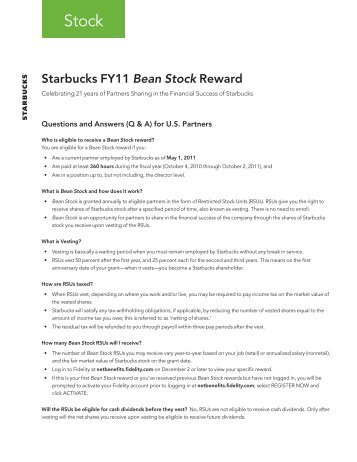 Starbucks FY11 Bean Stock Reward