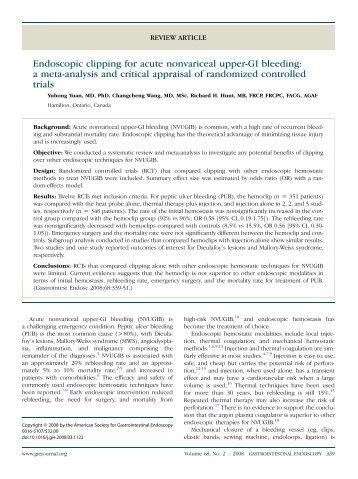 Endoscopic clipping for acute nonvariceal upper-GI bleeding: a ...