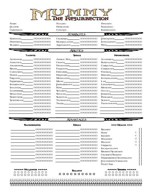 Vampire Revised 4 Page Sheet - MrGone's Character Sheets