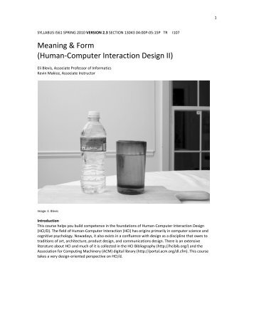 Human-Computer Interaction Design II - Eli Blevis - Indiana University