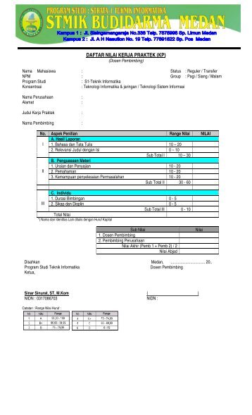 Form Nilai KP