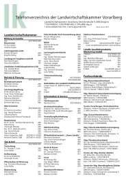 Telefonverzeichnis der Landwirtschaftskammer Vorarlberg