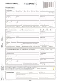 Eröffnungsantrag Stammdaten - hausInvest