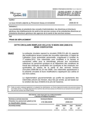 Direction du personnel salarié et de la classification réseau 418 266 ...